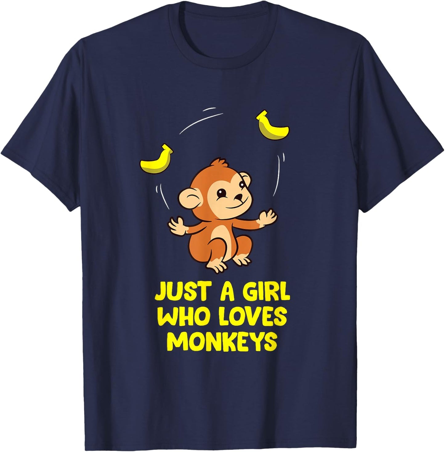 Monkey Lover Gift Just a Girl Who Loves Monkeys T-Shirt - T-Shirt | Navy