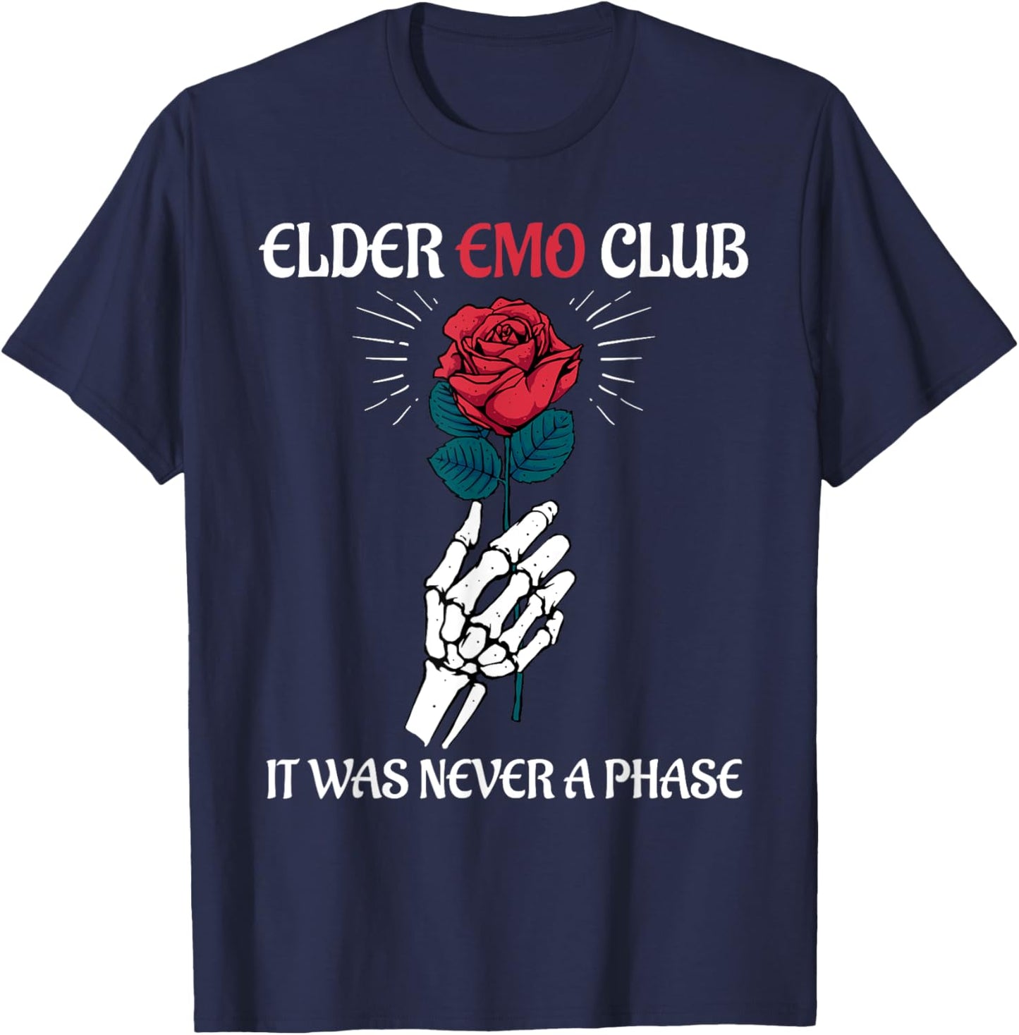 Elder Emo Club It Was Never A Phase Funny Emo Goth Punk T-Shirt - T-Shirt | Navy