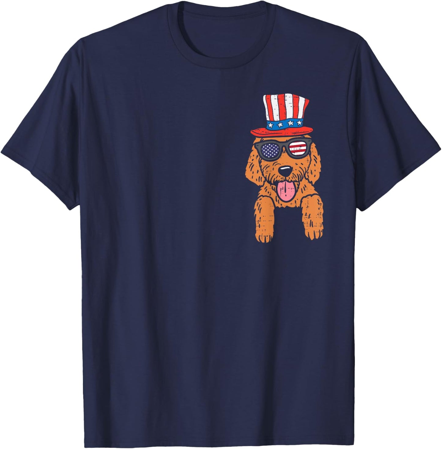 Goldendoodle Pocket American USA 4th Of July Fourth Dog T-Shirt - T-Shirt | Navy