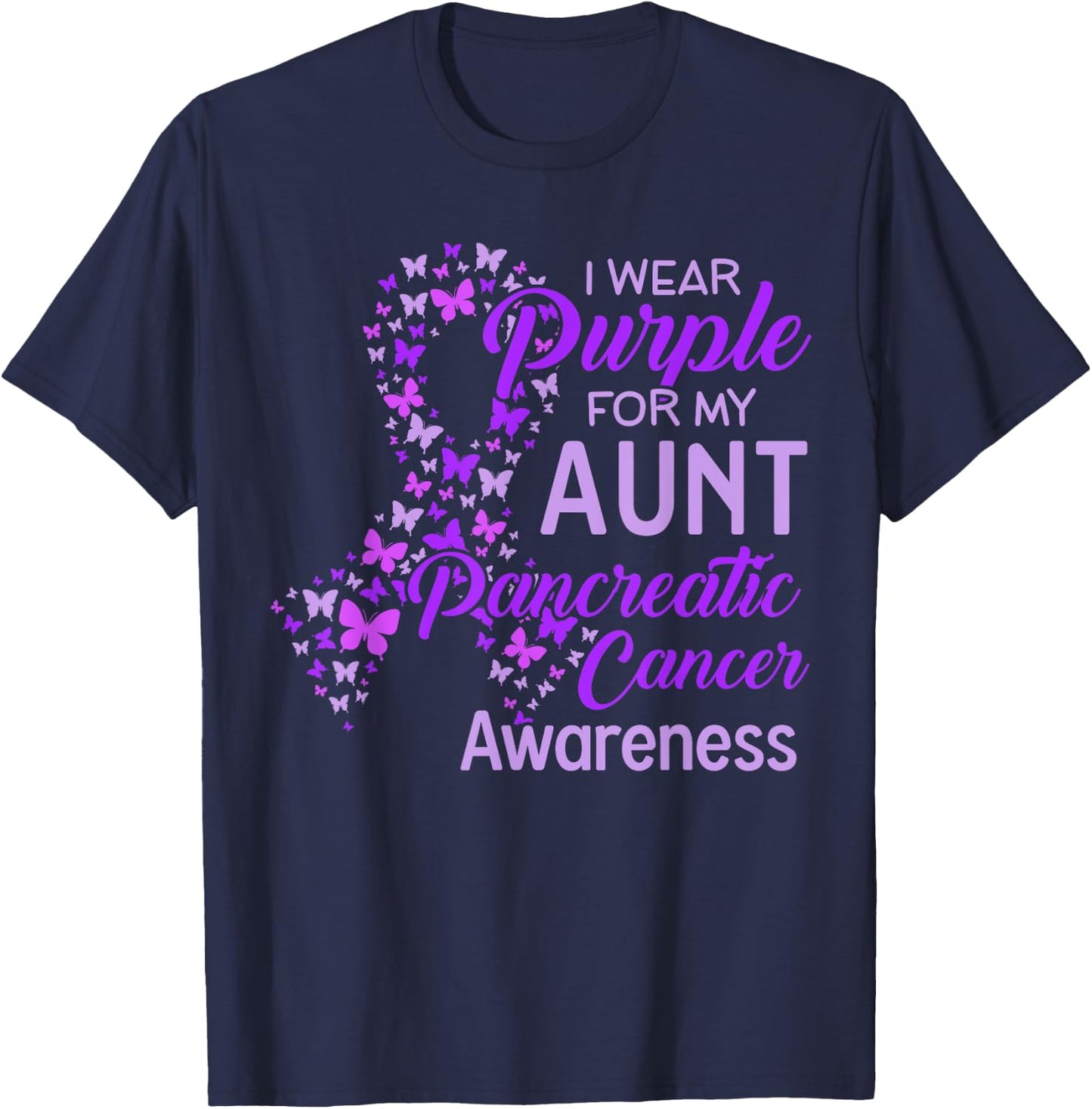 I wear Purple for my Aunt Pancreatic Cancer T-Shirt - T-Shirt | Navy