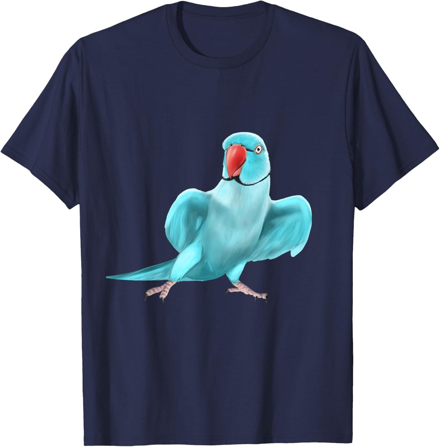Blue Indian Ringneck Parrot Bird T-Shirt - T-Shirt | Navy