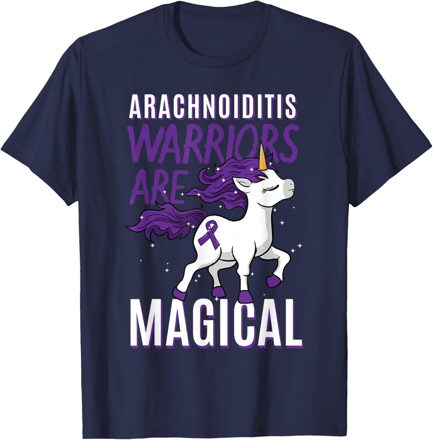 Arachnoiditis Arachnoid Chronic Disorder Warrior Unicorn T-Shirt - T-Shirt | Navy