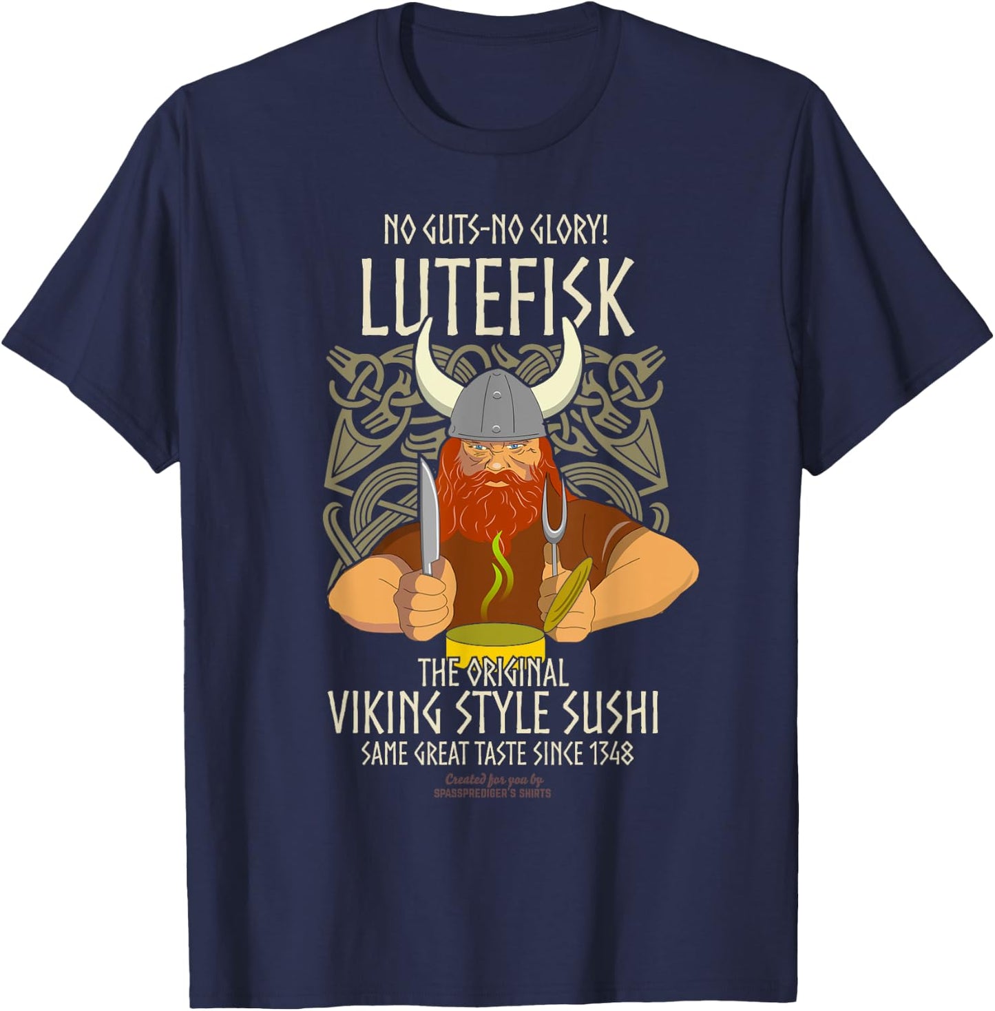 Lutefisk Christmas Fish Original Viking Sushi Funny Lutefisk T-Shirt - T-Shirt | Navy