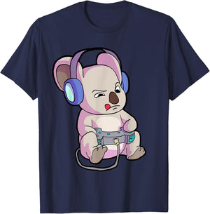 Gamer Shirt for Boys Gaming Gift Teen Girl Funny Koala Shirt T-Shirt - T-Shirt | Navy