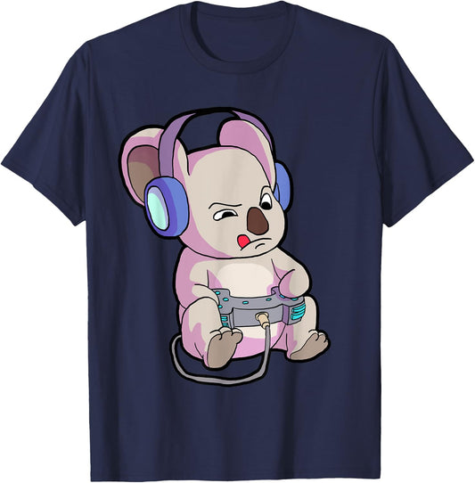 Gamer Shirt for Boys Gaming Gift Teen Girl Funny Koala Shirt T-Shirt - T-Shirt | Navy