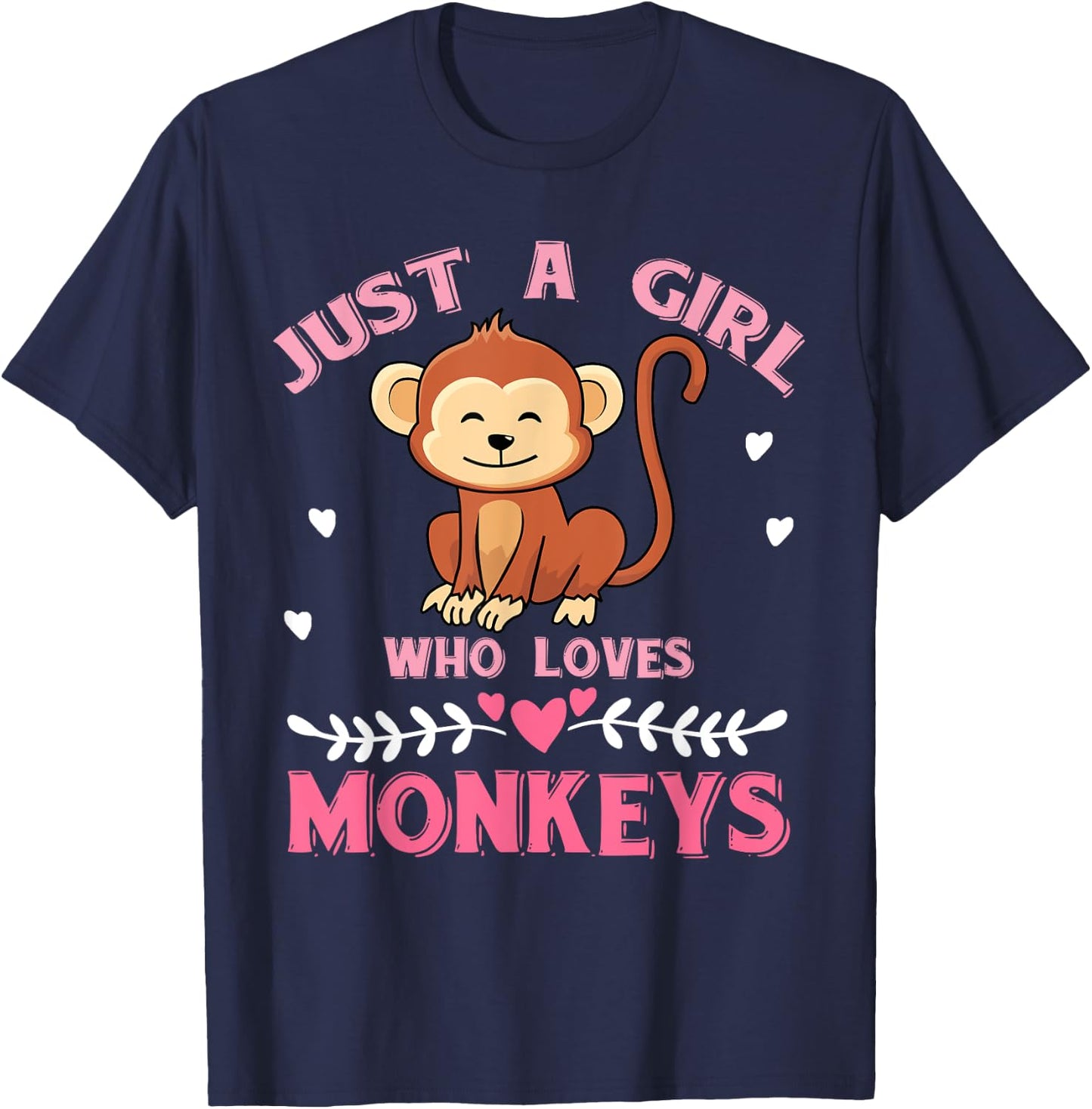 Just A Girl Who Loves Monkeys Monkey T-Shirt - T-Shirt | Navy