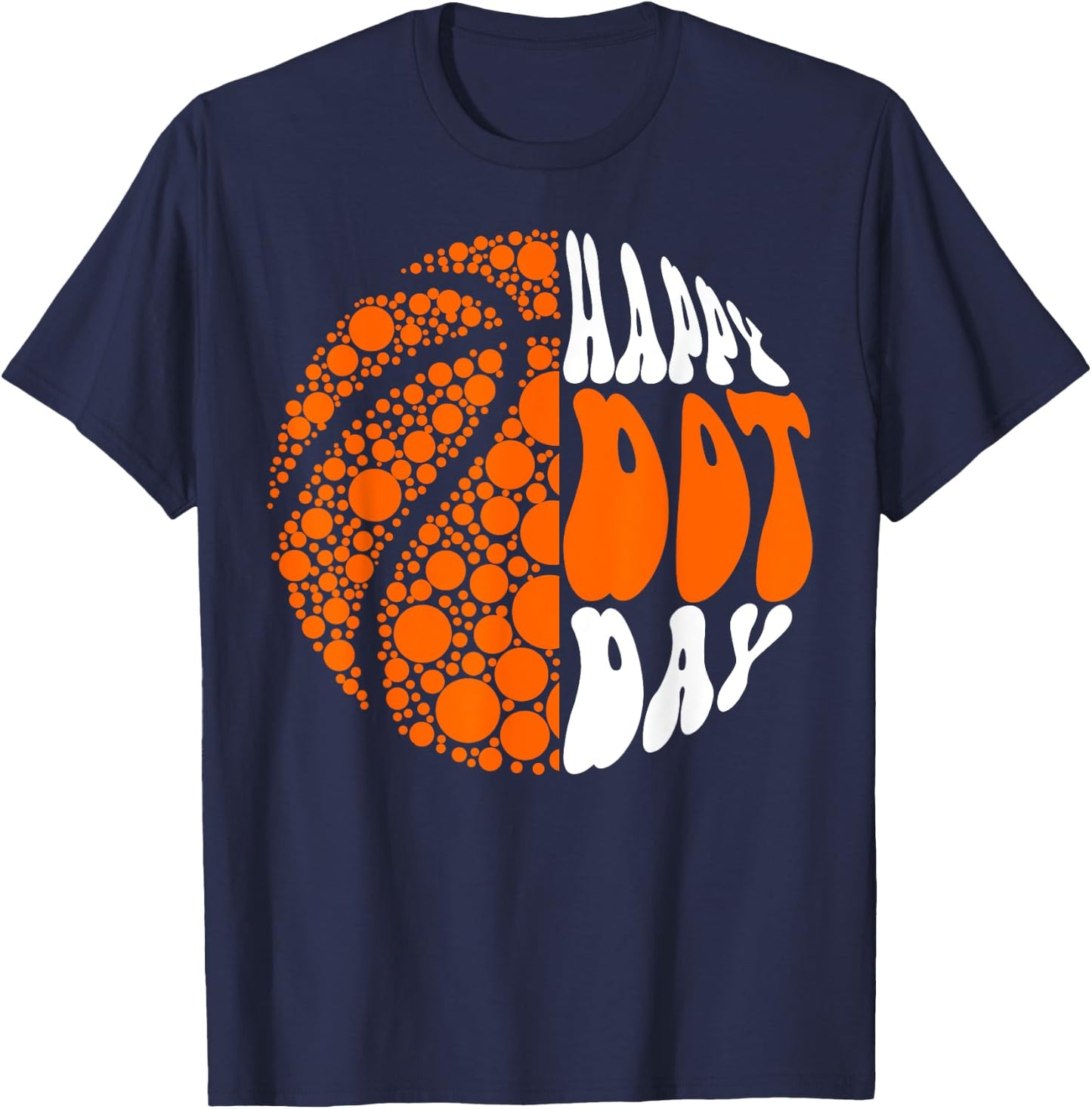 Retro Groovy Basketball Ball Polka Dots Happy Dot Day Boy T-Shirt - T-Shirt | Navy