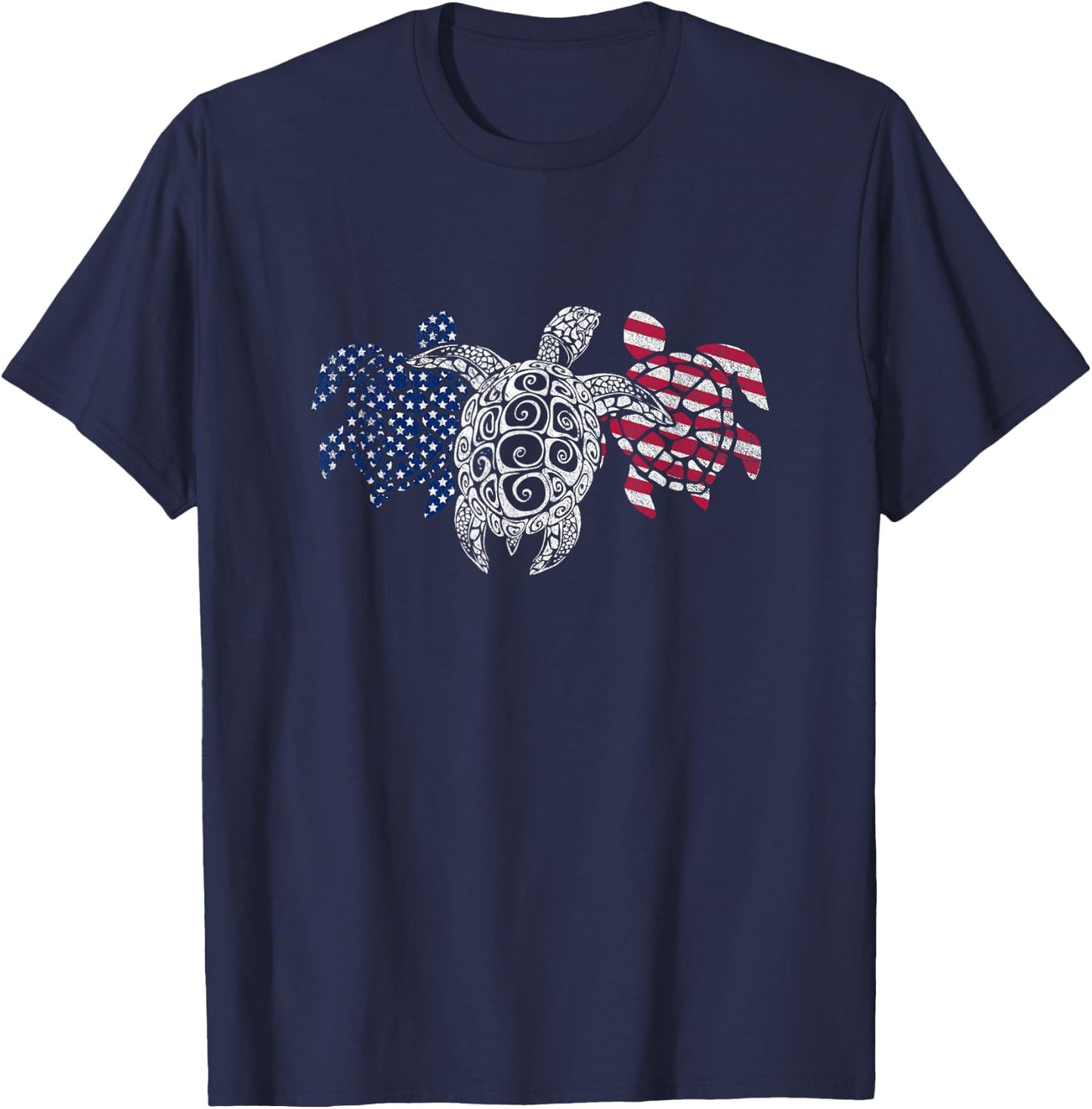 Turtle 4th of July American USA Flag Patriot Turtle Novelty Men T-Shirt - T-Shirt | Navy