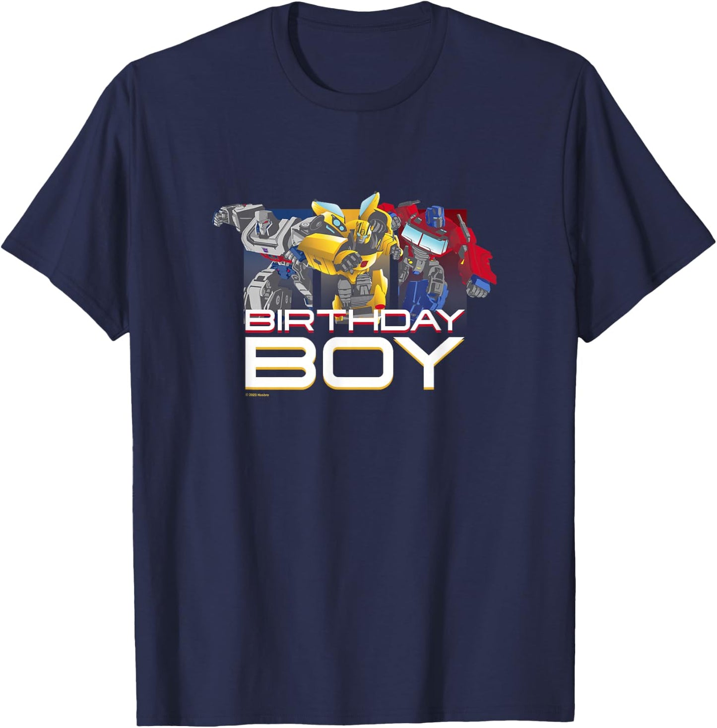 Transformers Birthday Boy Main Characters Group Shot Poster T-Shirt - T-Shirt | Navy