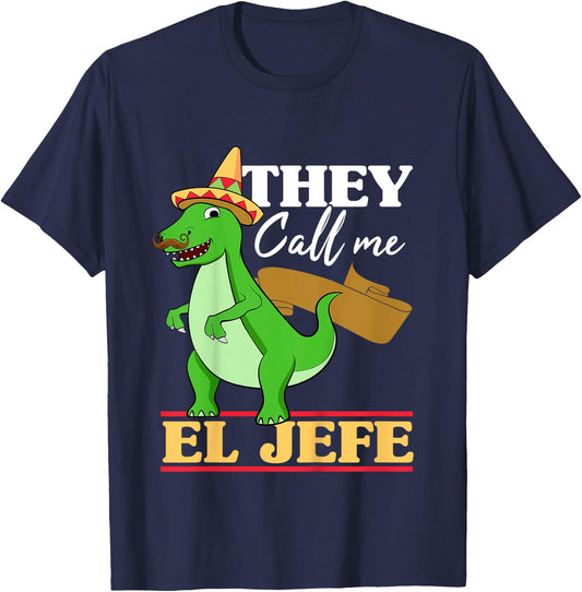 Kids They Call Me El Jefe Cinco De Mayo Dinosaurio Toddler Boy T-Shirt - T-Shirt | Navy