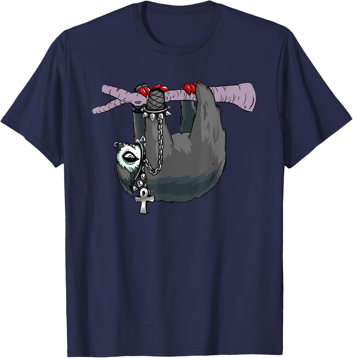 Funny Goth Sloth T-Shirt - T-Shirt | Navy