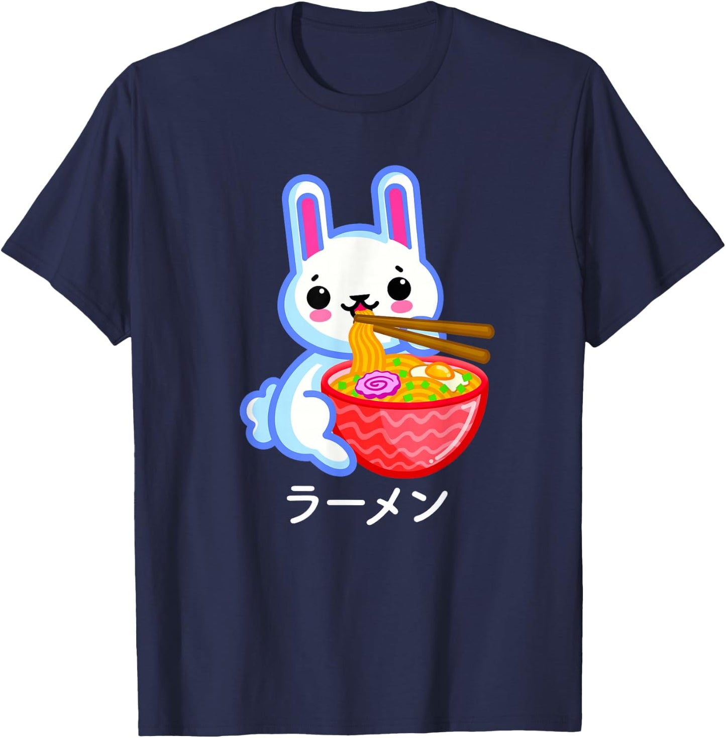 Rabbit Ramen Noodles Cute Bunny Lover Kawaii Japanese Anime T-Shirt - T-Shirt | Navy