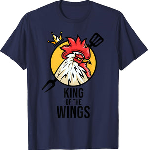Funny Chicken King Wings Fans BBQ Drumstick Gift T-Shirt - T-Shirt | Navy