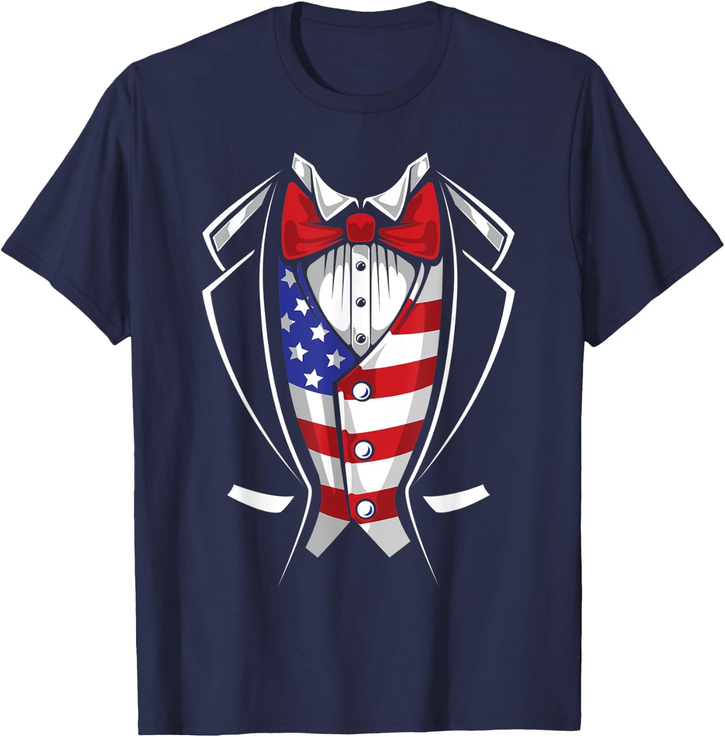 USA Suit Tuxedo Patriotic 4th of July Flag America American T-Shirt - T-Shirt | Navy
