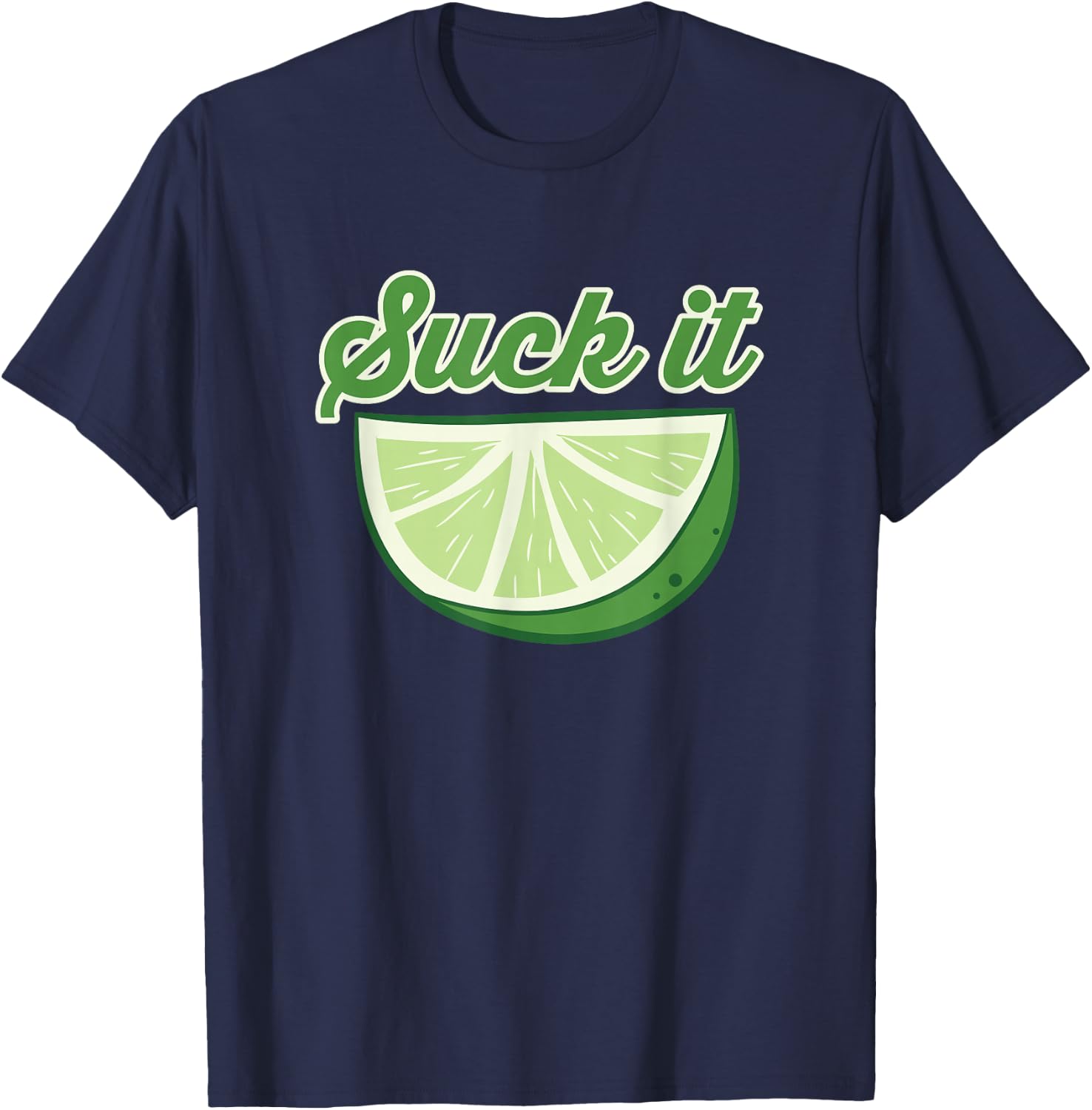 Sour Lime Suck It Citrus Lime T-Shirt - T-Shirt | Navy