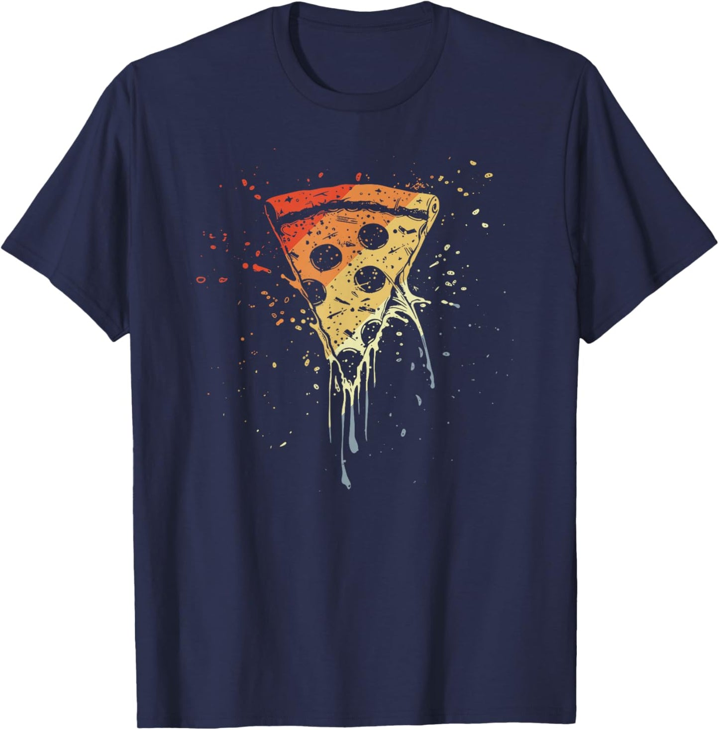 Vintage Pizza Slice Sketch Pizzeria T-Shirt - T-Shirt | Navy