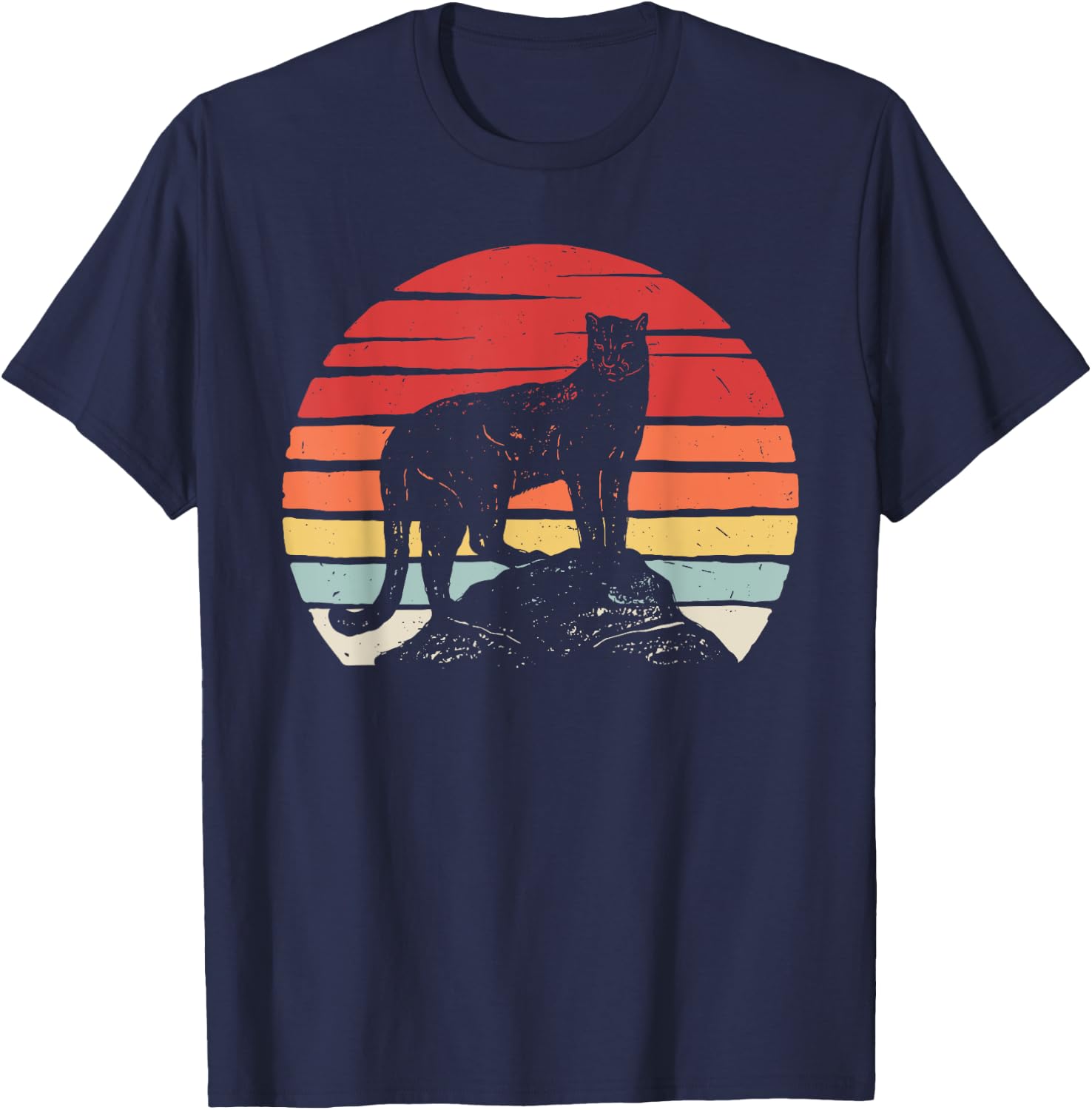 Vintage Retro Cougar T-Shirt - T-Shirt | Navy