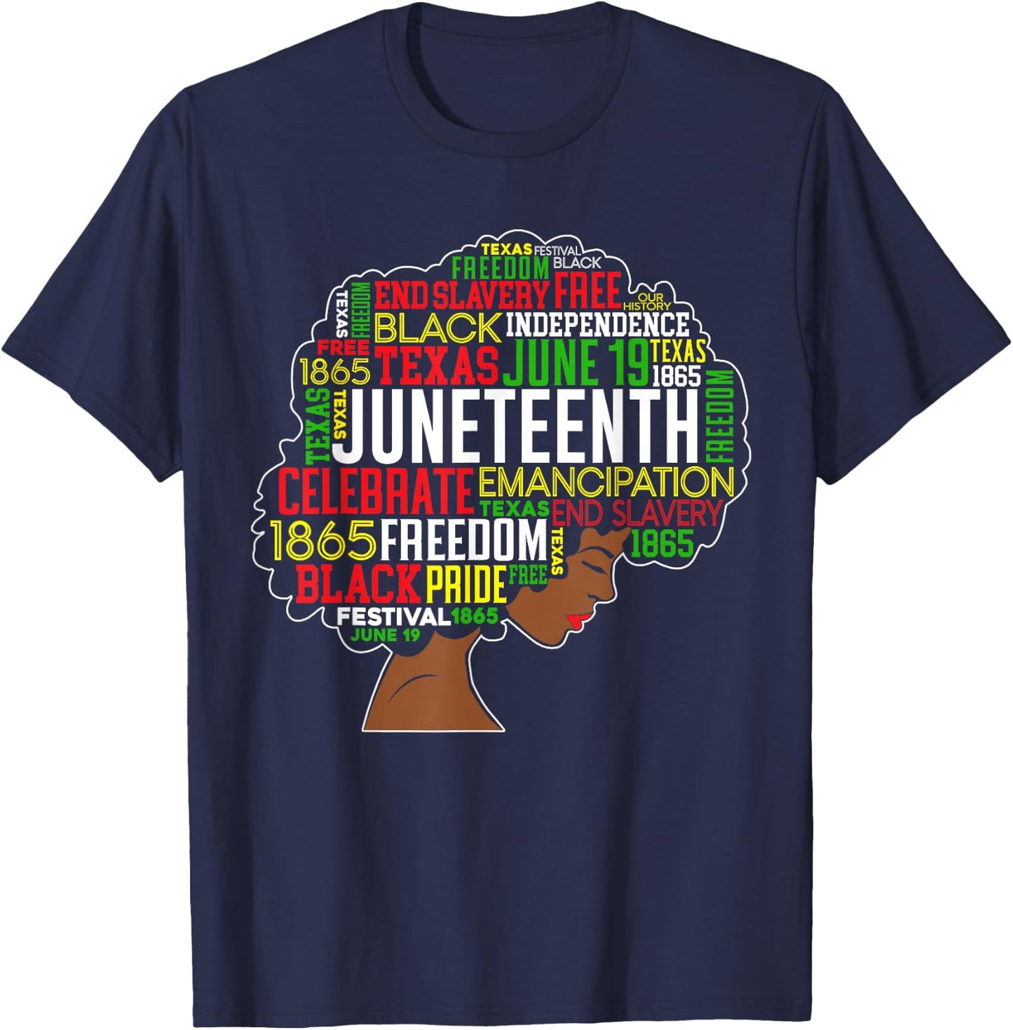 Juneteenth Word Cloud Black Freedom Black History Month T-Shirt - T-Shirt | Navy