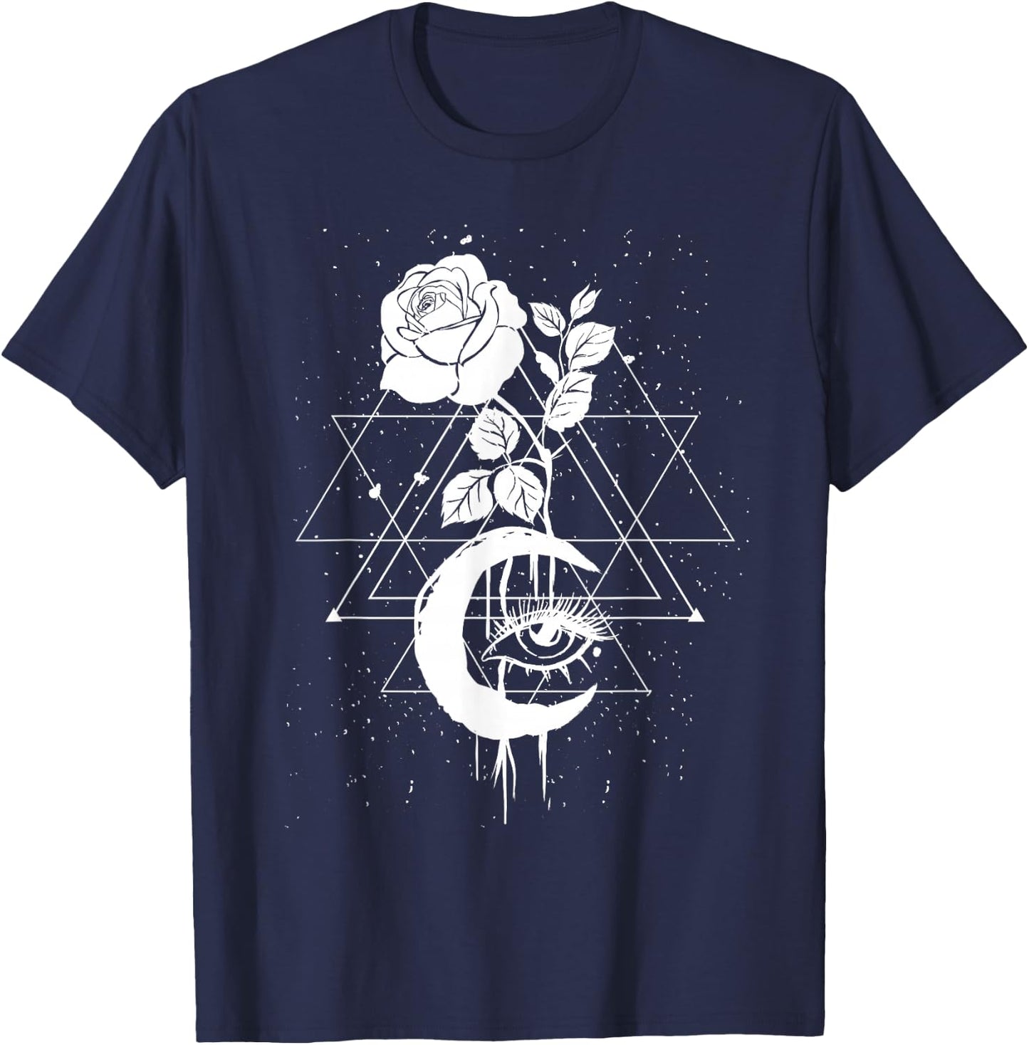 Occult Moon Rose Occultism Witchcraft Moon Rose Goth T-Shirt - T-Shirt | Navy