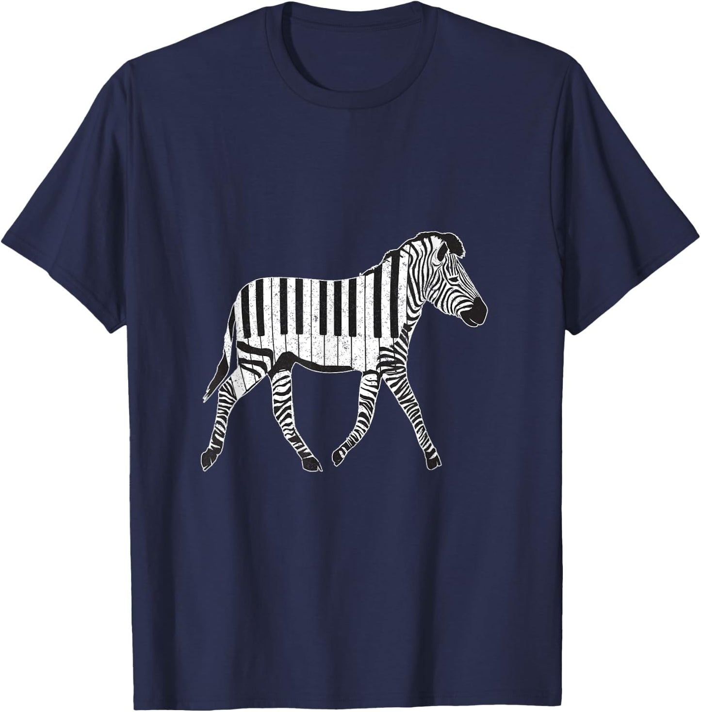 Zebra Horse Piano Sheet Music Keyboard Piano Music Gift T-Shirt - T-Shirt | Navy