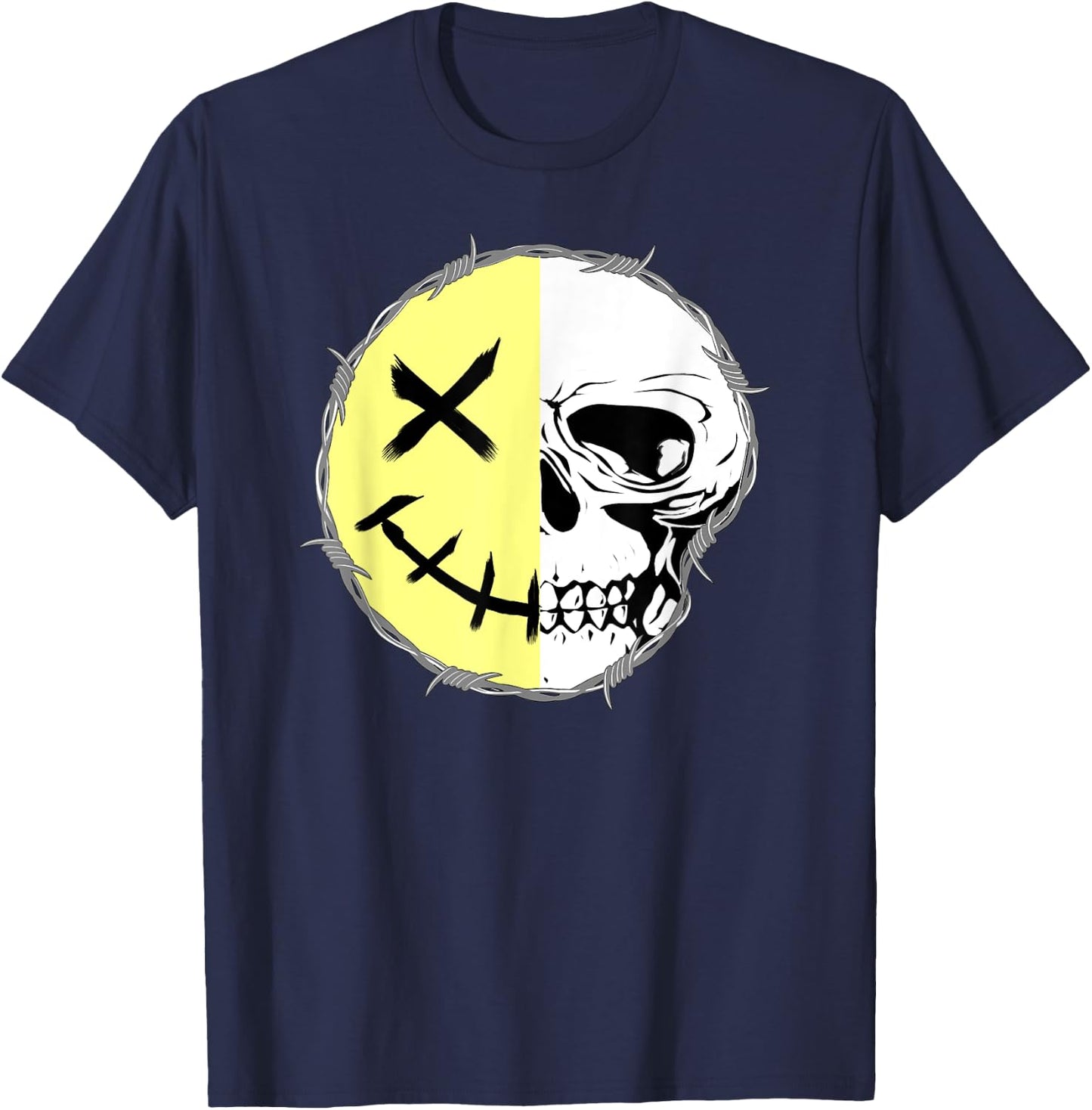 Smile Skull Skeleton Face Skull T-Shirt - T-Shirt | Navy