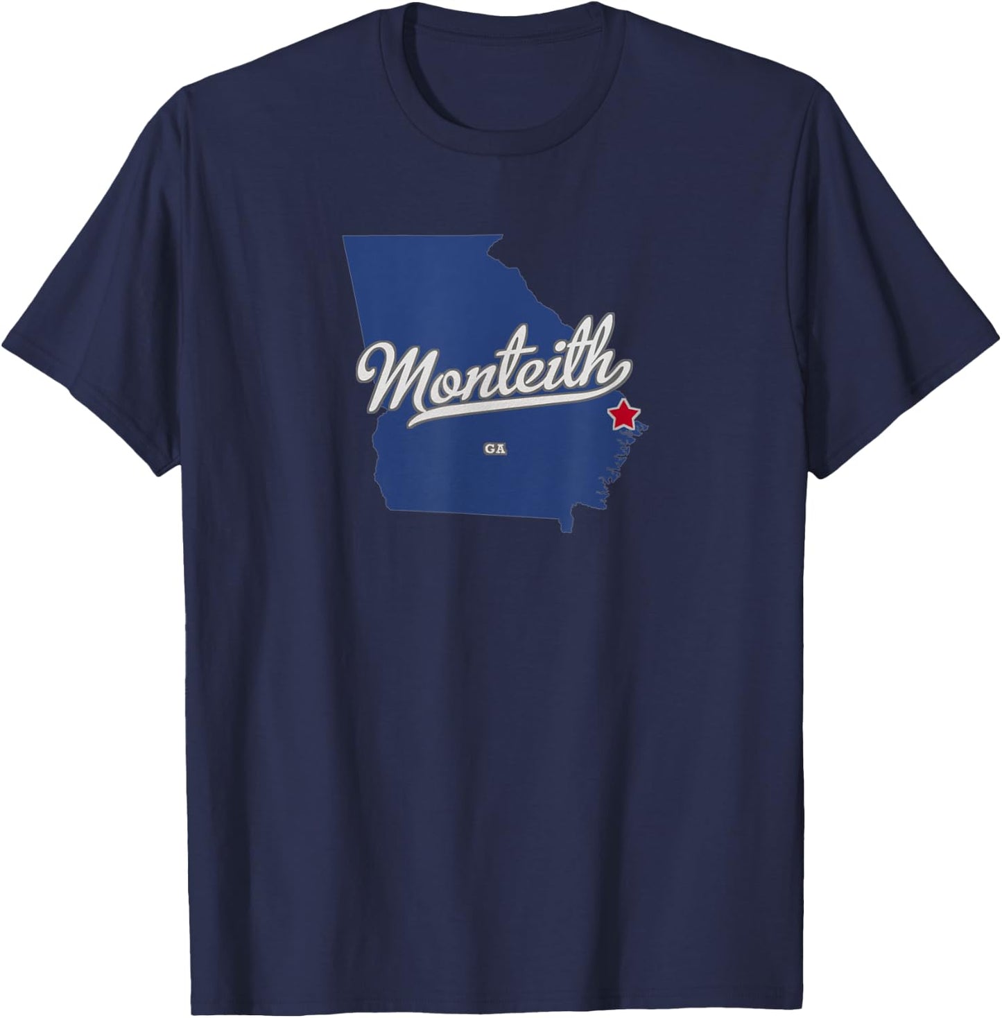 Monteith Georgia GA Map T-Shirt - T-Shirt | Navy