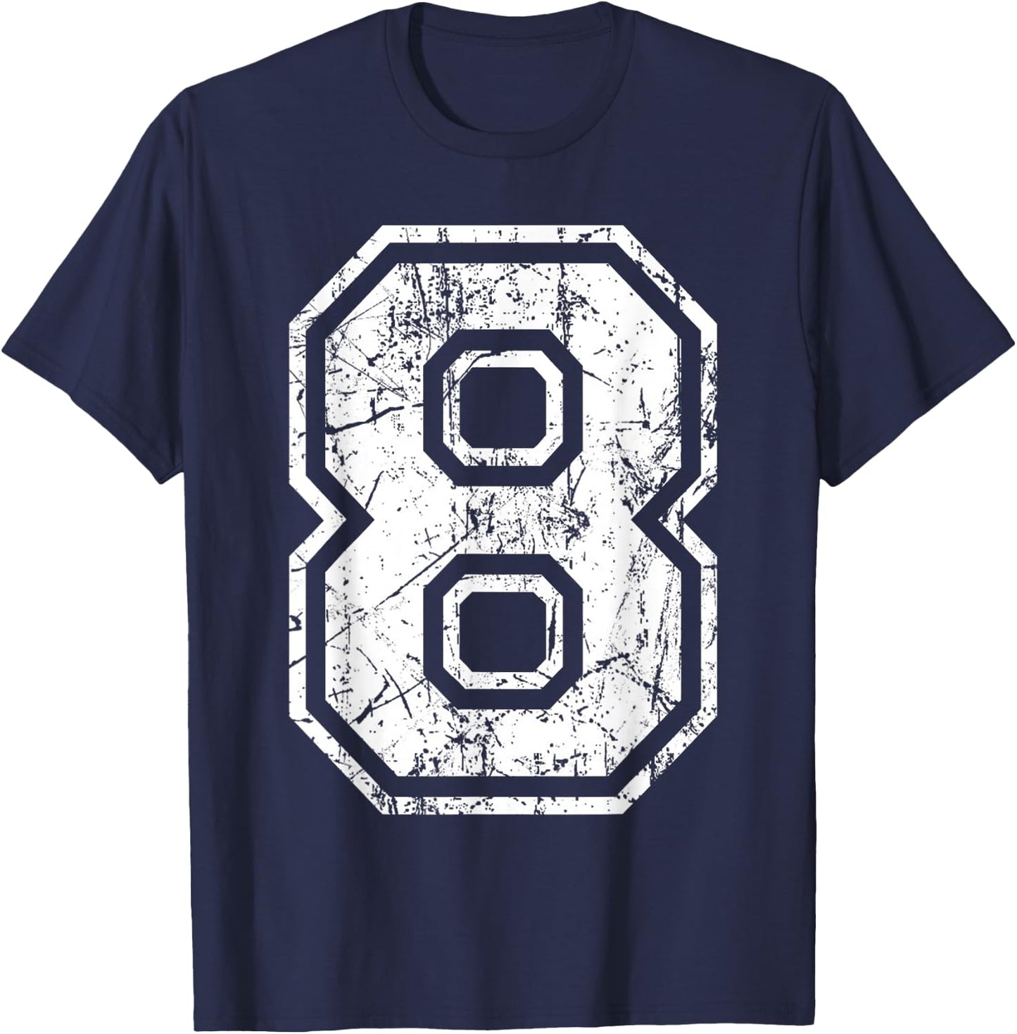Sports Jersey Grunge Number 8 Fan Team Player Birthday Gift T-Shirt - T-Shirt | Navy
