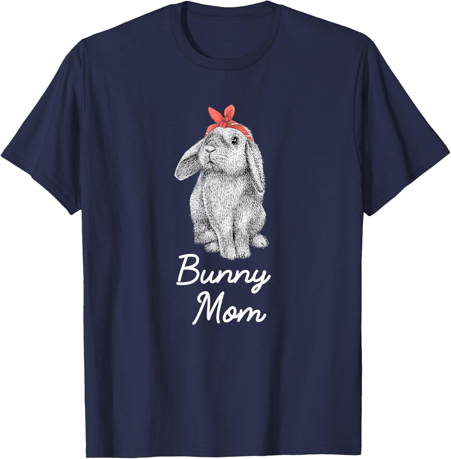 Lop Eared Bunny Rabbit Mom Drawing T-Shirt - T-Shirt | Navy