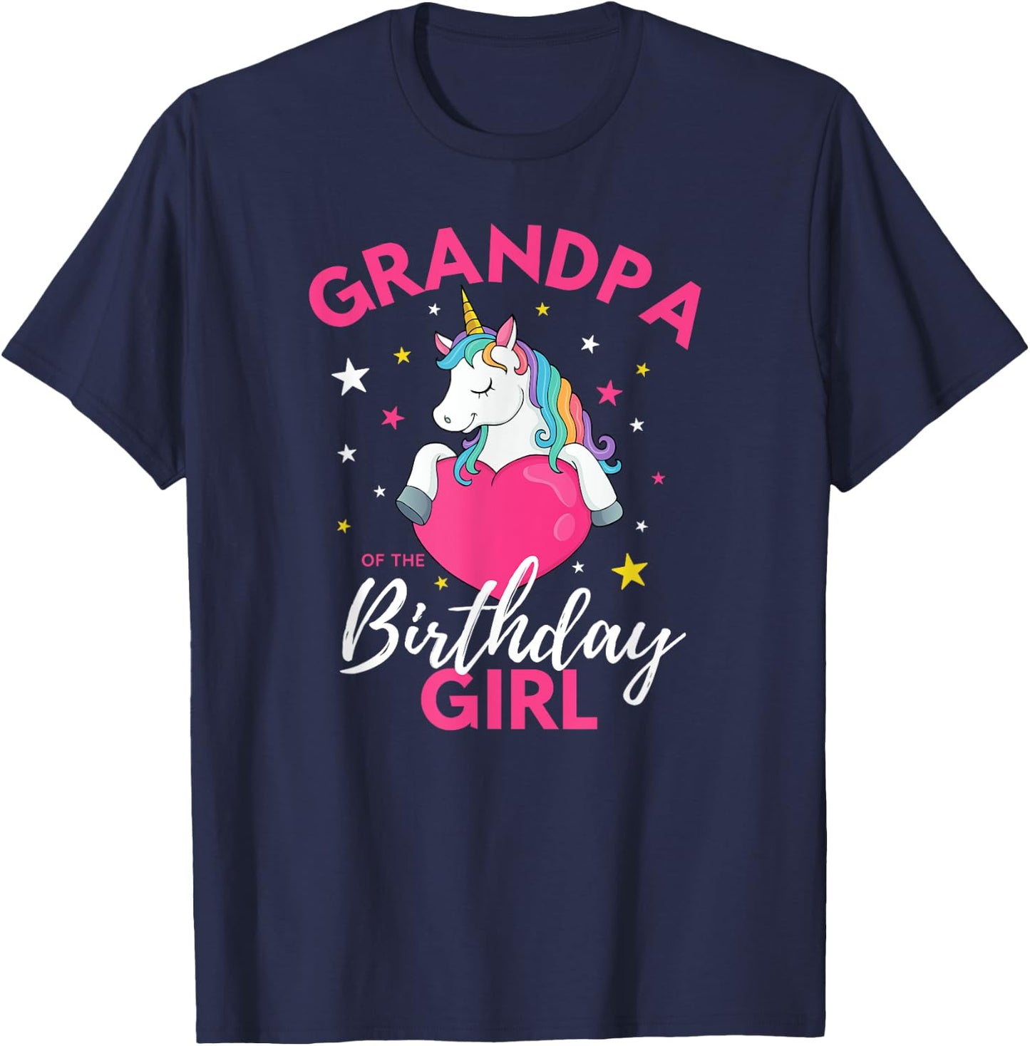Grandpa Of The Birthday Girl Unicorn T-Shirt - T-Shirt | Navy