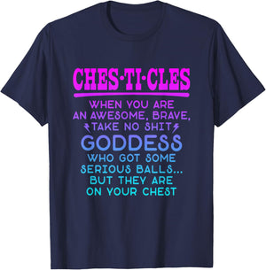 Chesticles Amazing Brave Goddess Feminist Empowerment Breast T-Shirt - T-Shirt | Navy