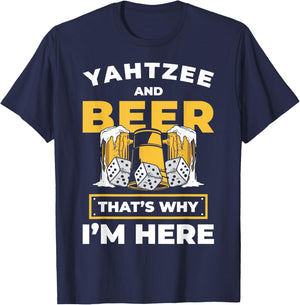 Yahtzee And Beer Dice Game Night T-Shirt - T-Shirt | Navy