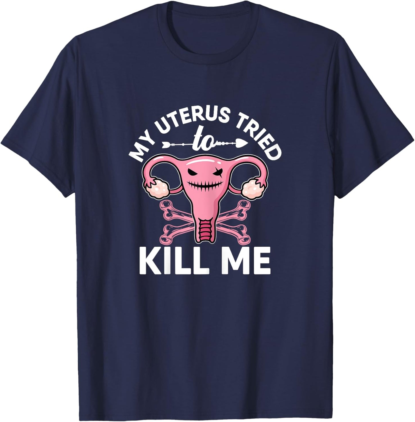 Uterus Hysterectomy Surgery Recovery Co Women's Black X-Small Modern Novelty T-Shirt - T-Shirt | Navy