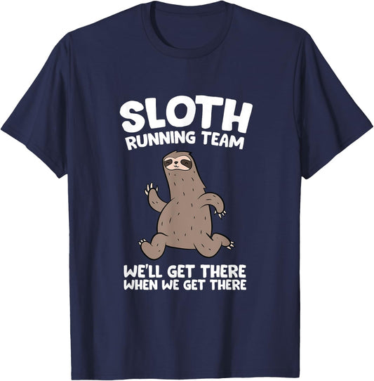 Sloth Running Team We Will Get There When We Get There T-Shirt - T-Shirt | Navy
