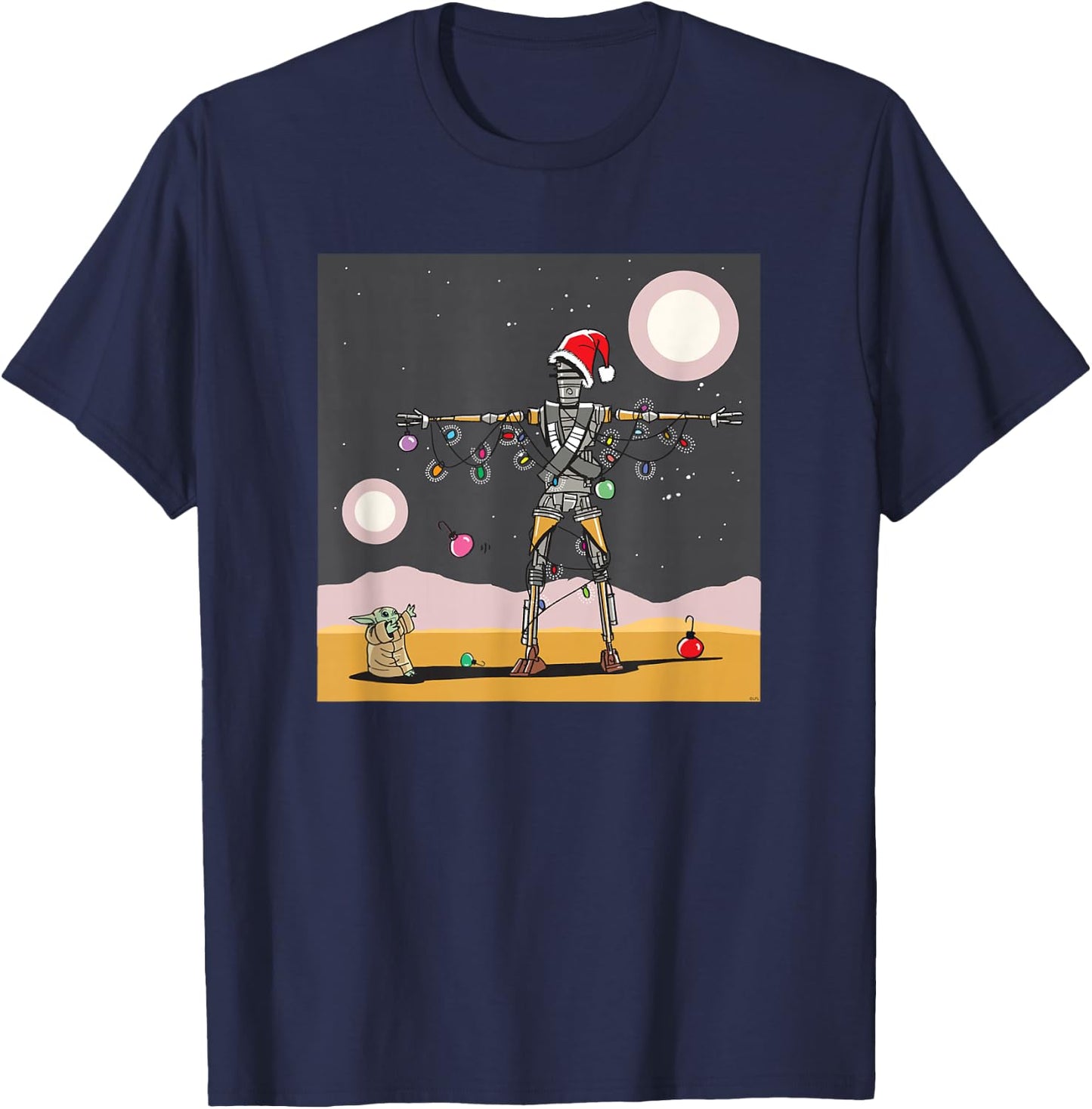 Star Wars Grogu IG-11 Droid Holiday Tatooine Christmas Tree T-Shirt - T-Shirt | Navy