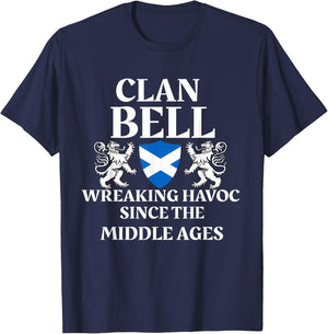 Bell Clan Scottish Family Kilt Tartan Lion Name T-Shirt - T-Shirt | Navy