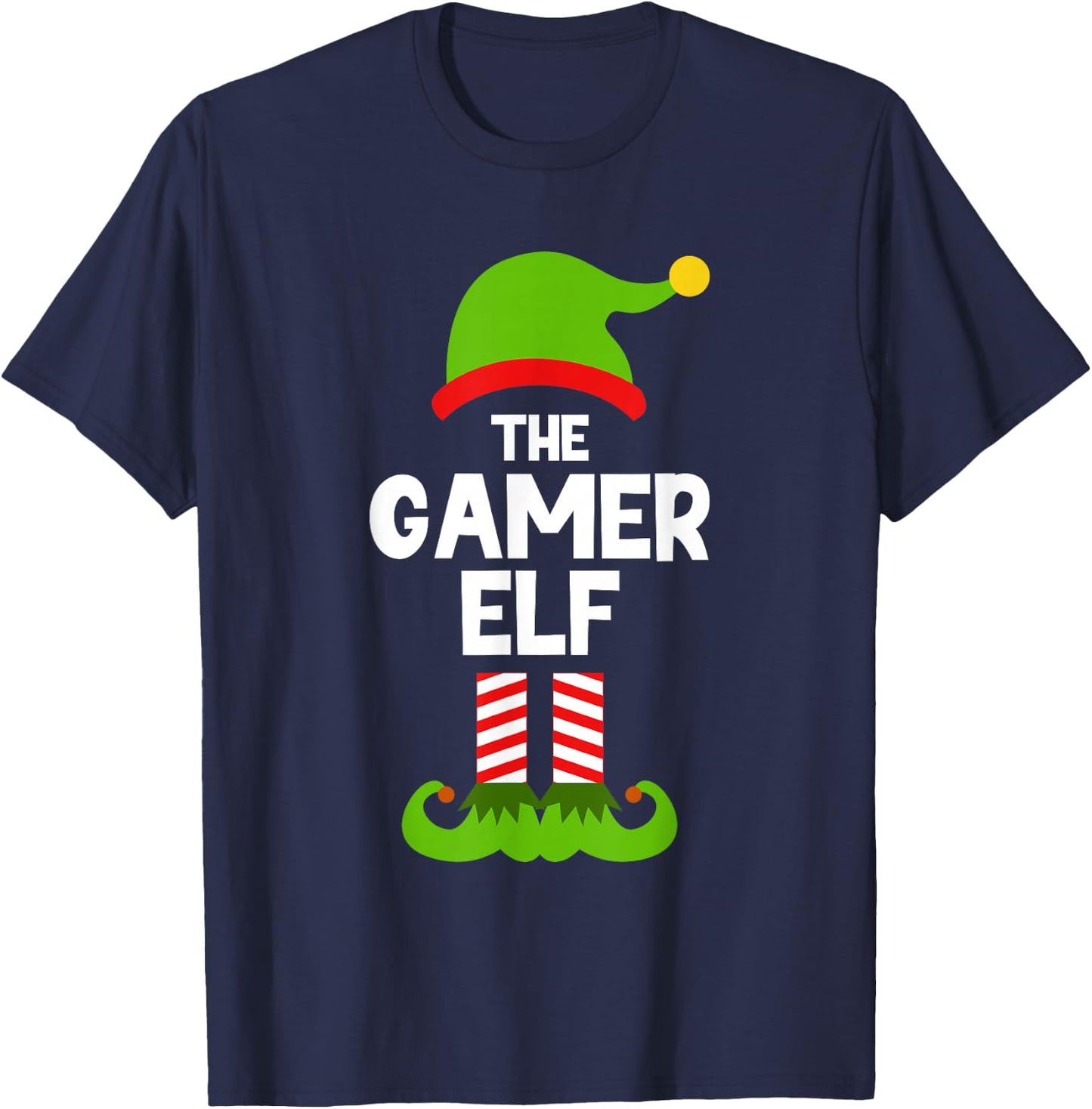 Funny The Gamer Elf Christmas Family Pajama Video Gaming T-Shirt - T-Shirt | Navy