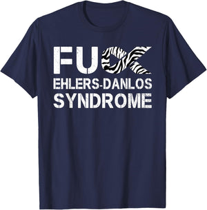 Fuck Ehlers-Danlos Syndrome EDS Awareness Zebra Ribbon T-Shirt - T-Shirt | Navy