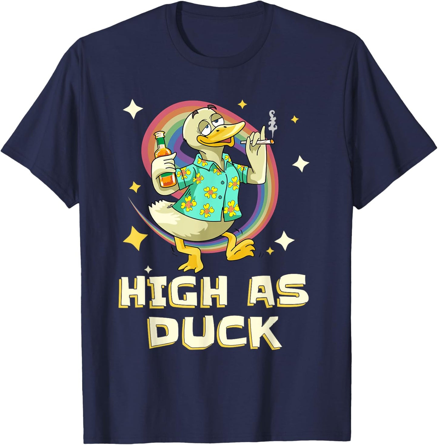 Grass Duck Weekend Cannabis Stiffer THC Joint Beer Weed T-Shirt - T-Shirt | Navy
