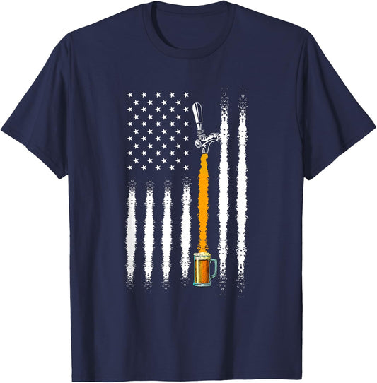Patriotic US Flag American Brewery Craft Beer T-Shirt - T-Shirt | Navy