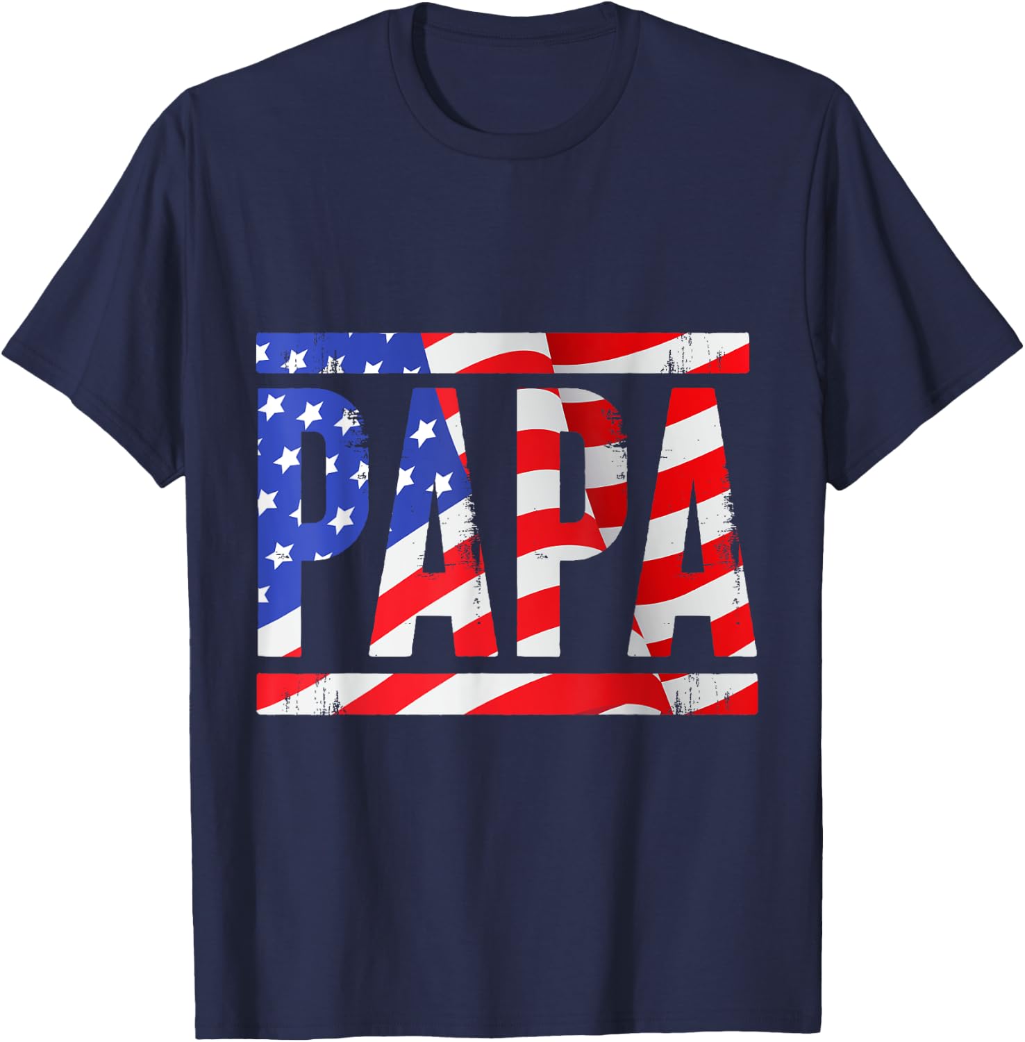 Papa US Flag Dad Men Father T-Shirt - T-Shirt | Navy