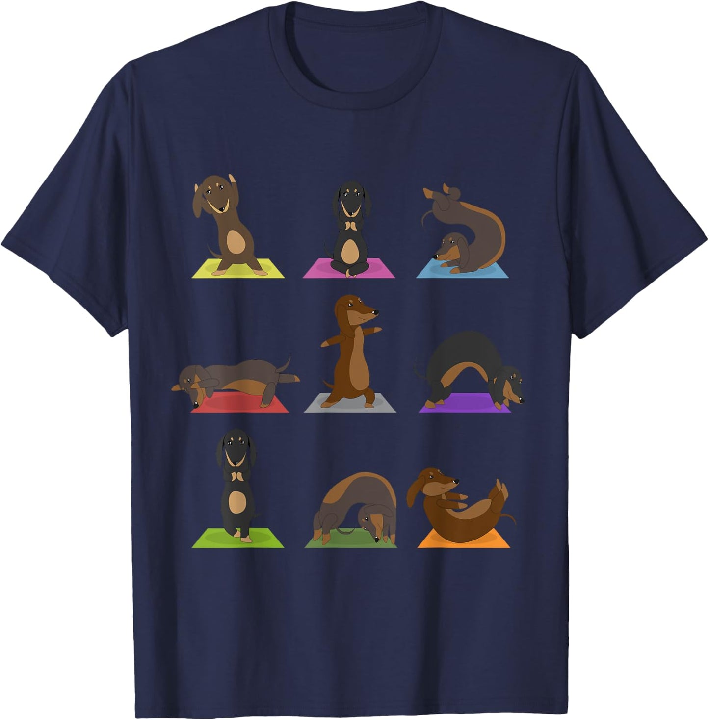 Yoga Dachshund Funny Meditation Dog Lover Zen Men Women T-Shirt - T-Shirt | Navy