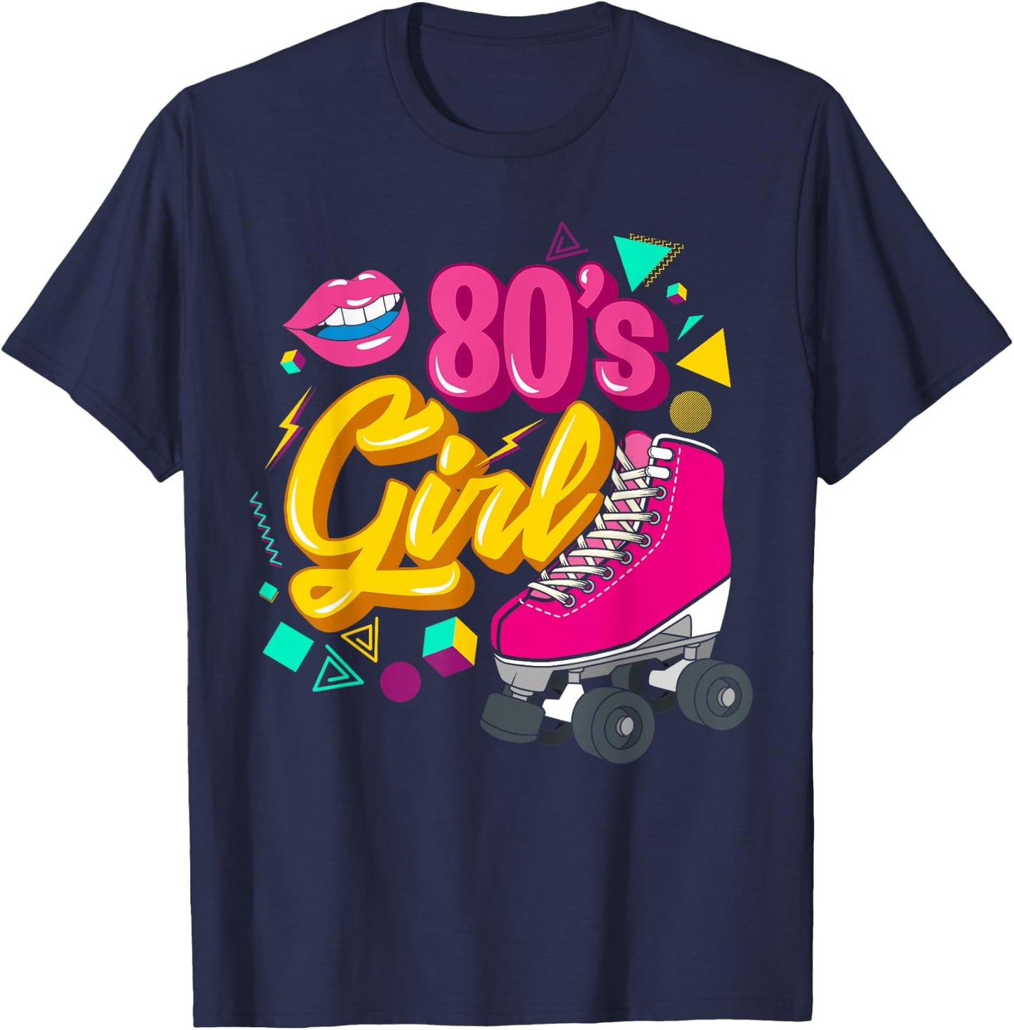 80s Party Theme Party Outfit Costume Vintage Retro 80's Girl T-Shirt - T-Shirt | Navy