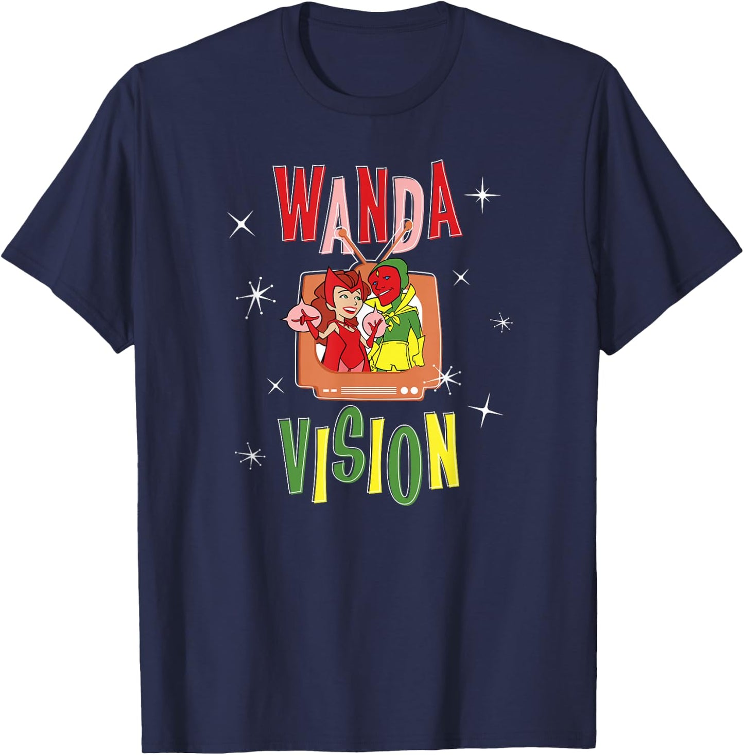Marvel WandaVision Wanda & Vision Retro TV Artwork Small T-Shirt - T-Shirt | Navy