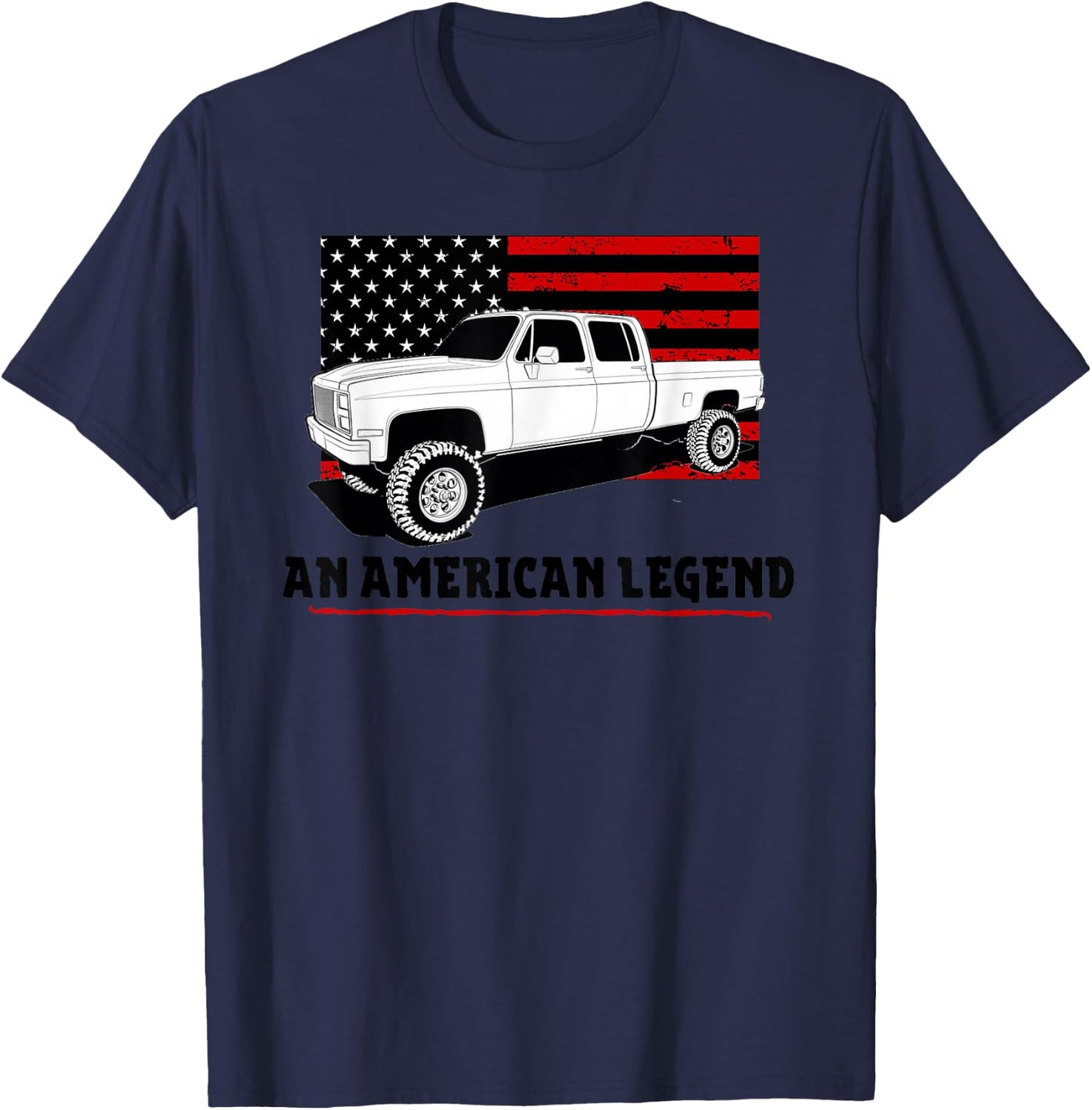 Lifted Square Body Truck American Muscle Shirt 4x4 T-Shirt - T-Shirt | Navy