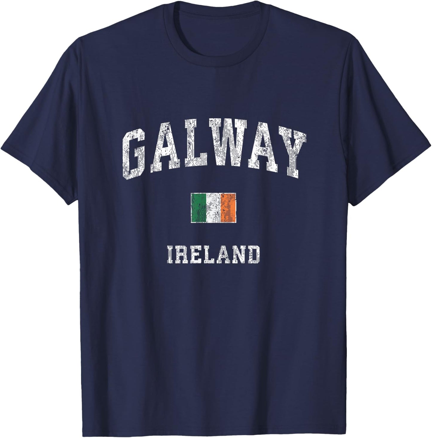 Galway Ireland Vintage Athletic Sports Design T-Shirt - T-Shirt | Navy