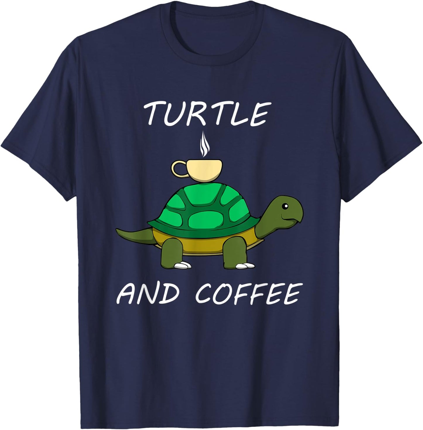 Turtle and Coffee Cute Tortoise Caffeine T-Shirt - T-Shirt | Navy