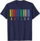 Autism Colorful Barcode Support Autistic Kids Awareness Gift T-Shirt - T-Shirt | Navy