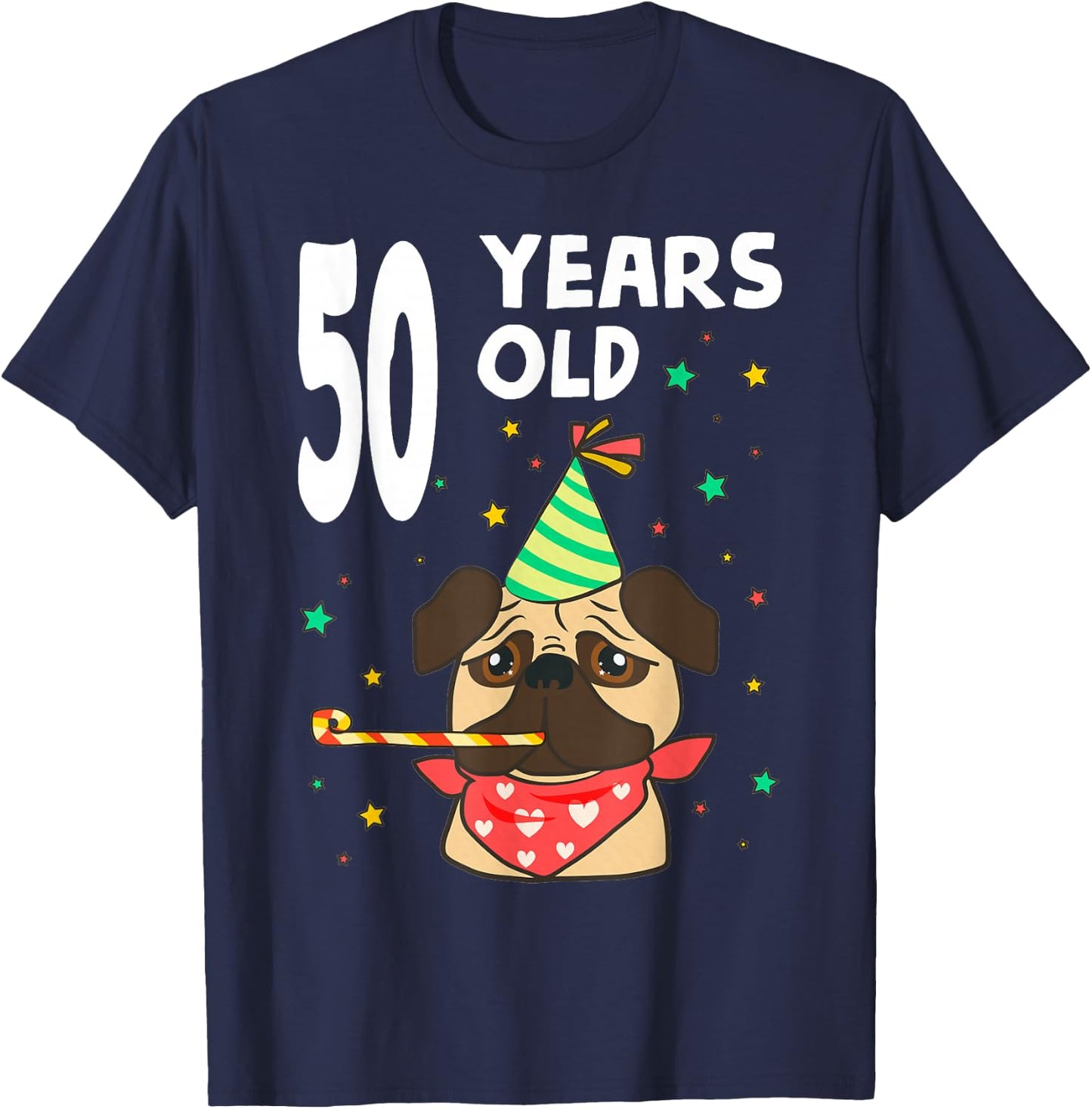50th Birthday Pug Dog Lover Party 50 Year Old Funny B-Day T-Shirt - T-Shirt | Navy