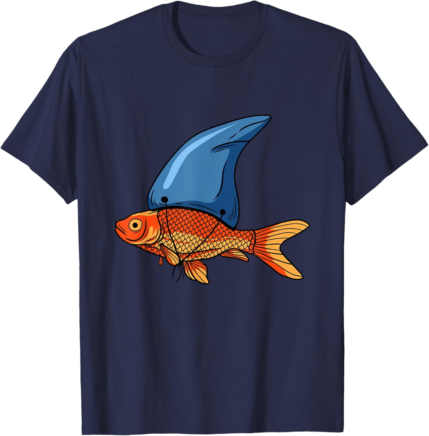 Goldfish with Shark Fin - Motivation Fishing Fish Aquarium T-Shirt - T-Shirt | Navy
