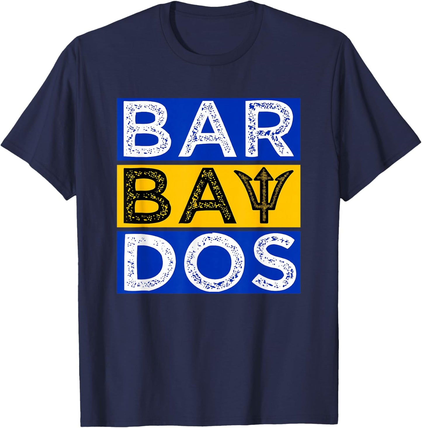 Barbados Flag With Barbados Trident Bajan Soca T-Shirt - T-Shirt | Navy